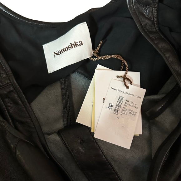 Nanushka NWT Black Ernie Faux Leather Dress Size M - Picture 4 of 7